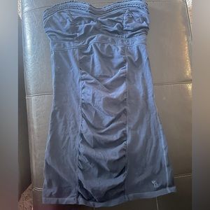 Navy Blue Ruffle Strapless Top